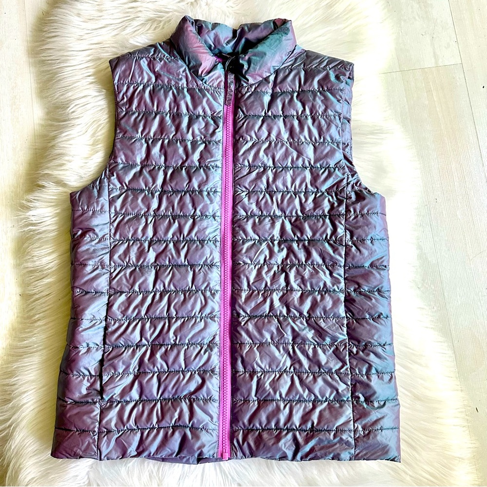 Like-New Lands End Lightweight Muted Iridescent Vest with Pockets, L 14-16